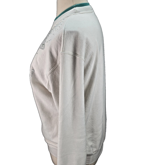 VTG Morning Sun Sweatshirt Womens XL White Pastel Butterfly Metal Embellishments - Picture 7 of 14